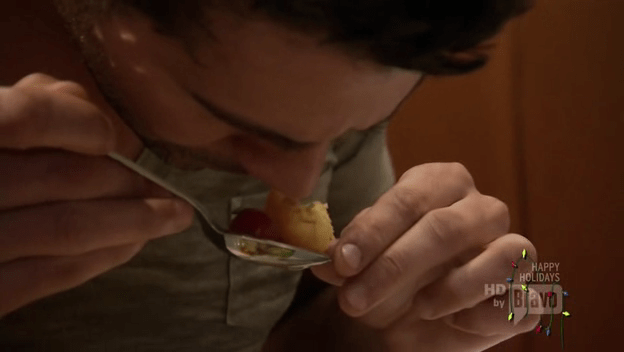 Angelo snorts some heirloom tomatoes